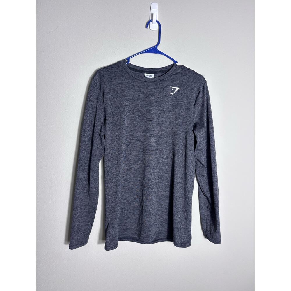 Gymshark Men's Long Sleeve Training Shirt Marl Gray Size Small Activewear Logo